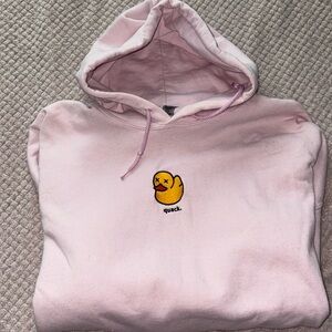 Pink Hoodie with Duck Embroidery